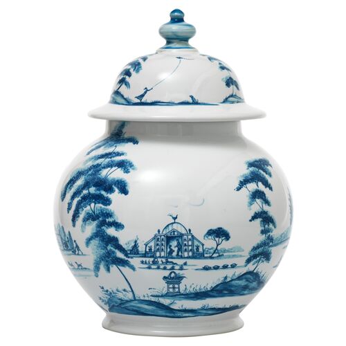 Country Estate Lidded Ginger Jar, Delft Blue