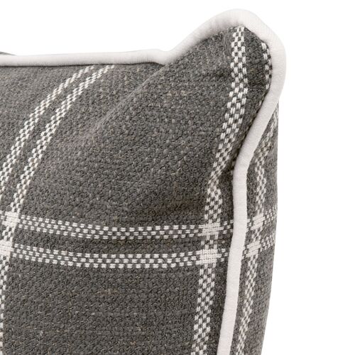 S/2 Emery 13"x34" Plaid Lumbar Pillows, Smoke 3 S/2 Emery 13"x34" Plaid Lumbar Pillows, Smoke
