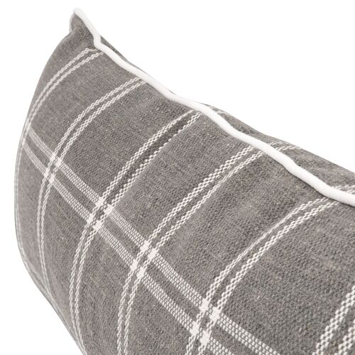 S/2 Emery 13"x34" Plaid Lumbar Pillows, Smoke 4 S/2 Emery 13"x34" Plaid Lumbar Pillows, Smoke