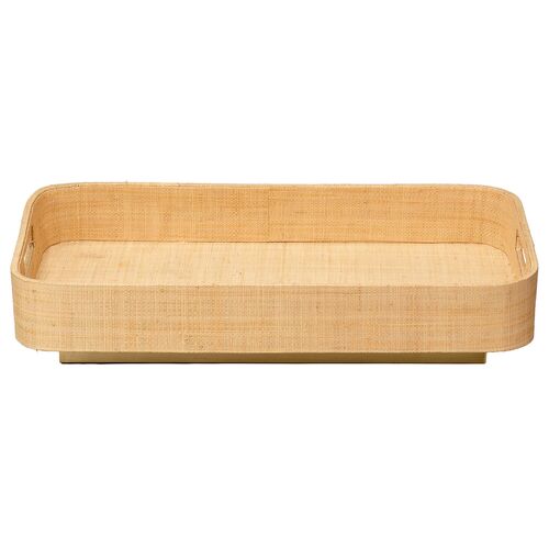Utopia Footed Tray, Natural Raffia