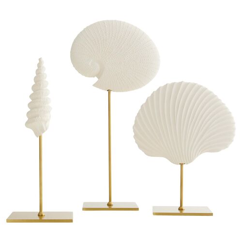 S/3 Shell Sculpture, White 1 S/3 Shell Sculpture, White