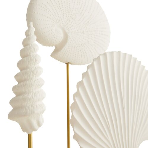 S/3 Shell Sculpture, White 2 S/3 Shell Sculpture, White