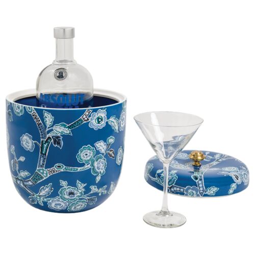Temple Garden Ice Bucket, Blue 3 Temple Garden Ice Bucket, Blue