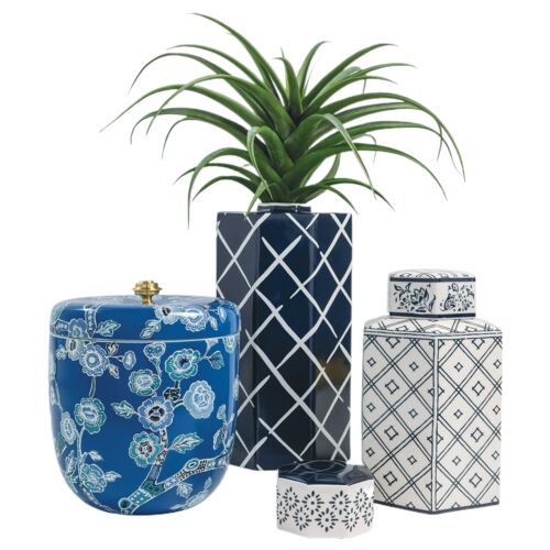 Temple Garden Ice Bucket, Blue 5 Temple Garden Ice Bucket, Blue