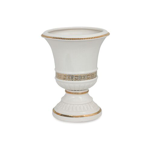 16" Palace Fret Urn, Gold/White