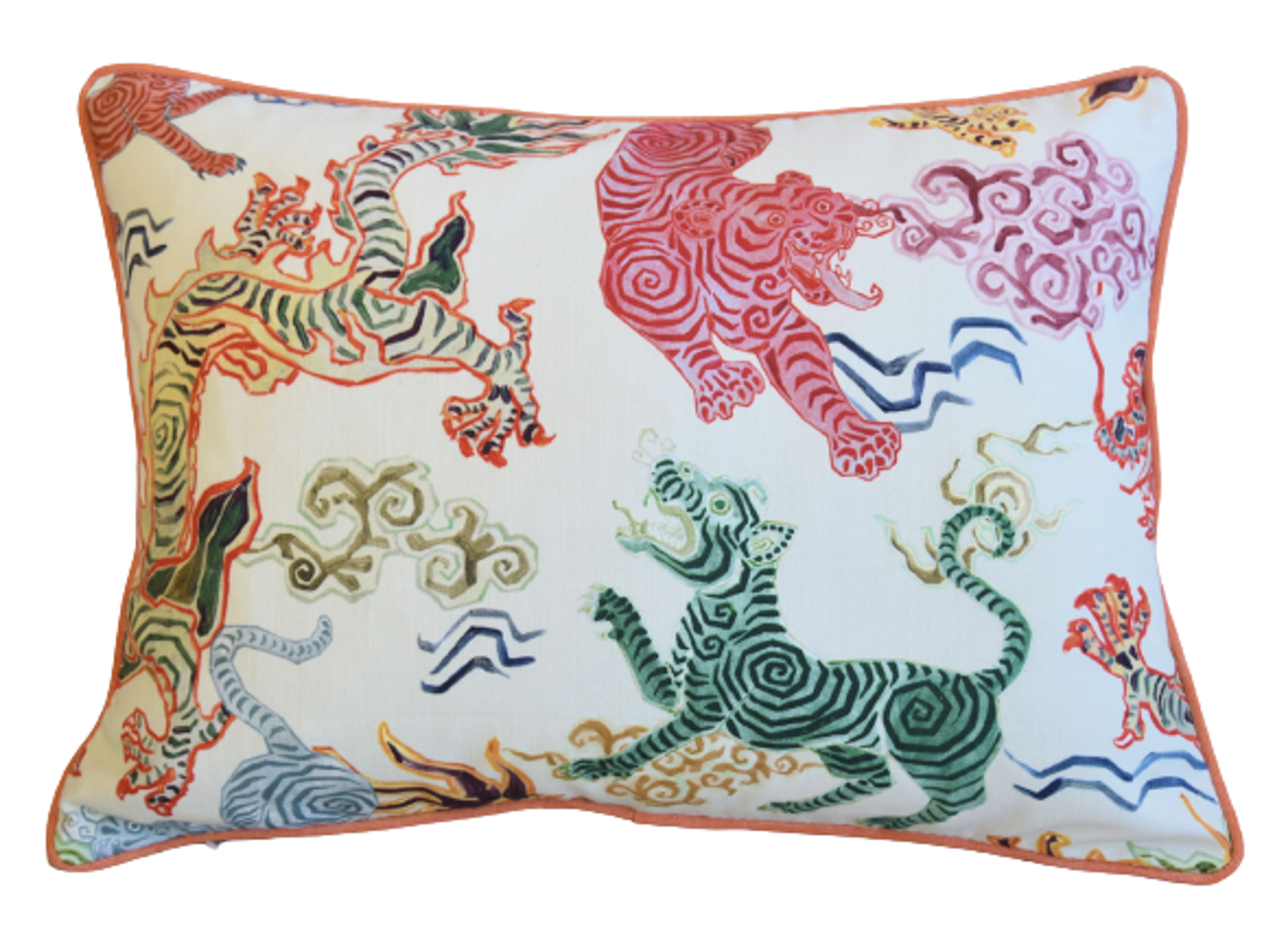 Chinoiserie Asian Colorful Dragon Pillow 3 Chinoiserie Asian Colorful Dragon Pillow