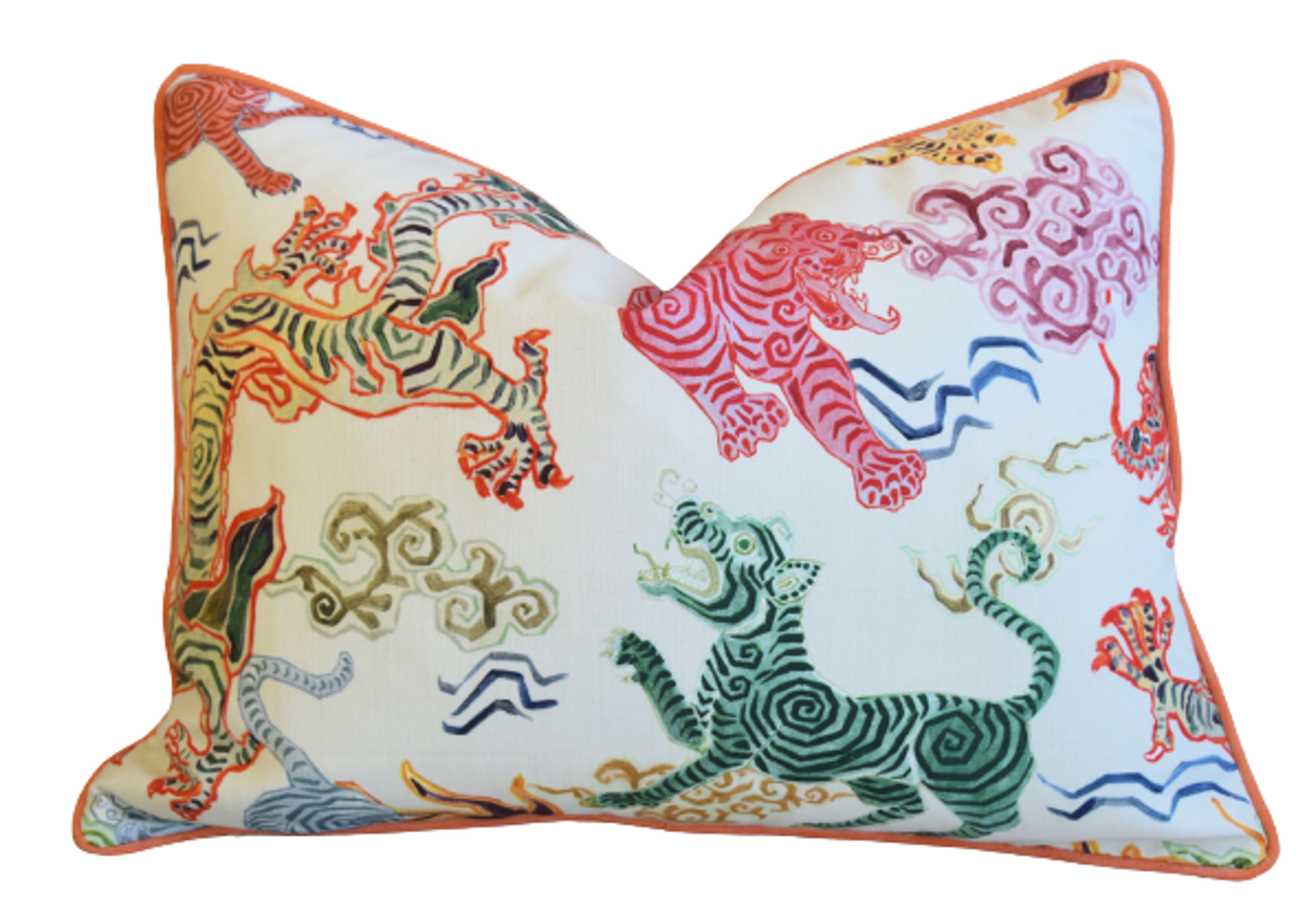 Chinoiserie Asian Colorful Dragon Pillow 5 Chinoiserie Asian Colorful Dragon Pillow