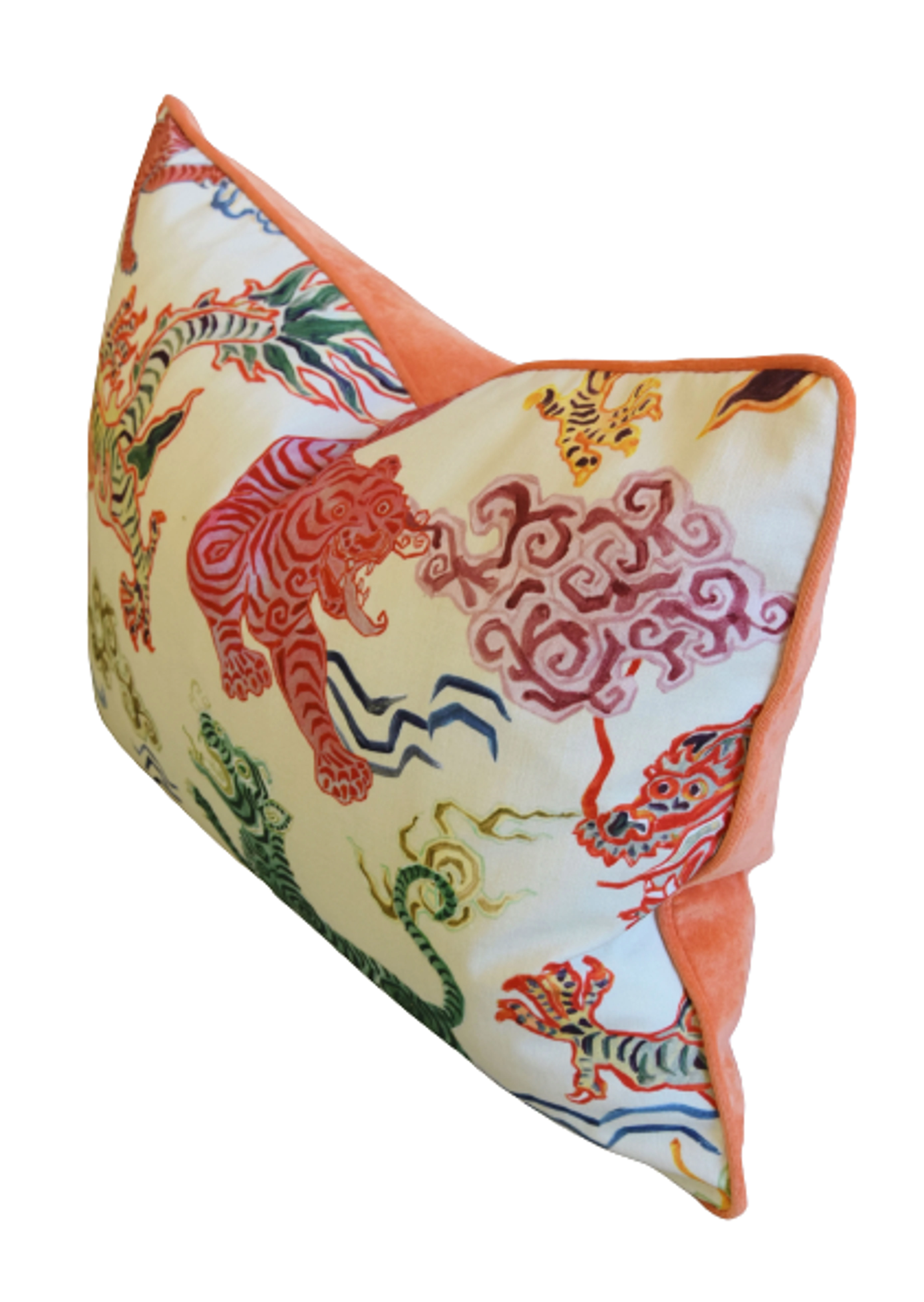 Chinoiserie Asian Colorful Dragon Pillow 6 Chinoiserie Asian Colorful Dragon Pillow