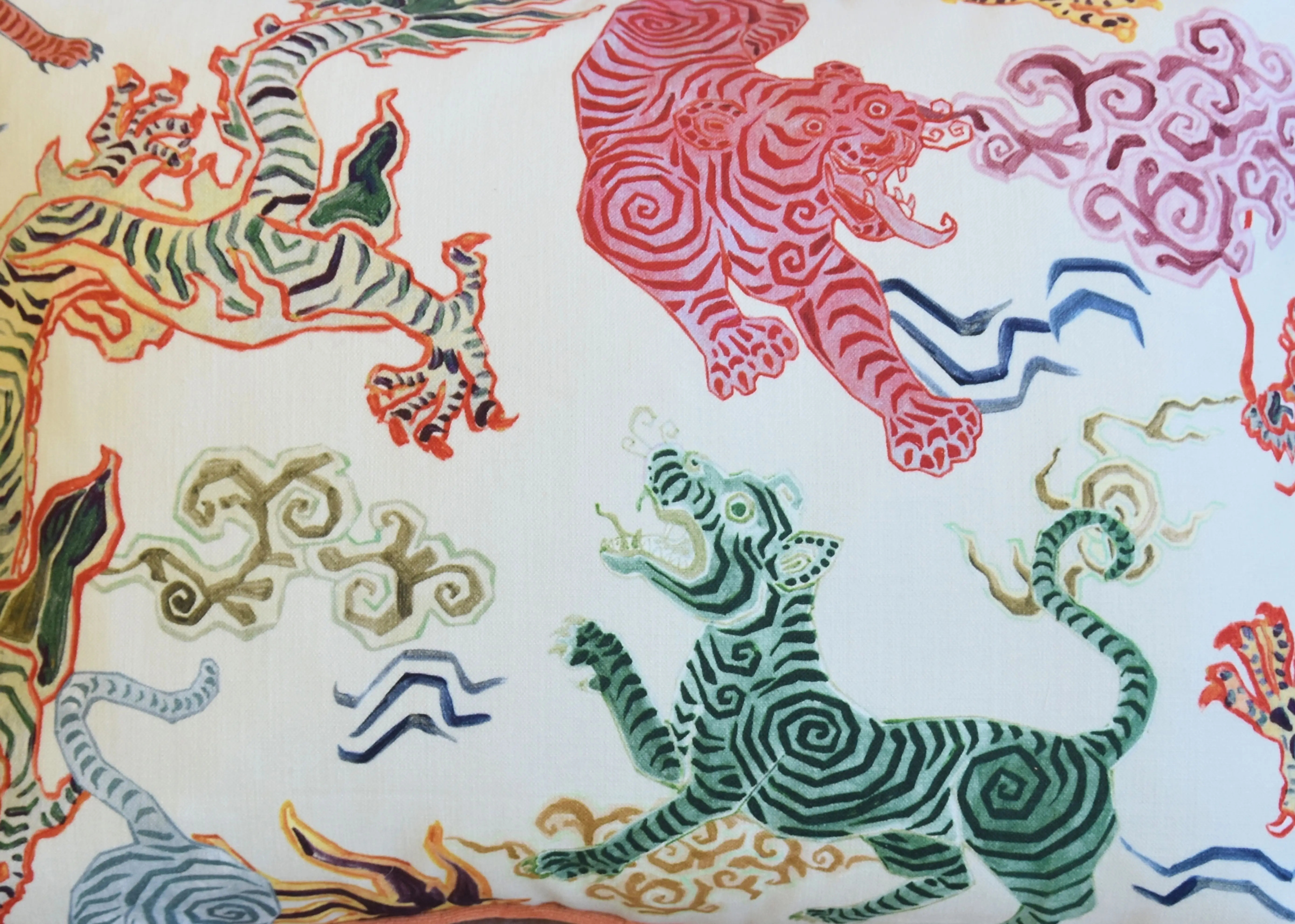 Chinoiserie Asian Colorful Dragon Pillow 7 Chinoiserie Asian Colorful Dragon Pillow
