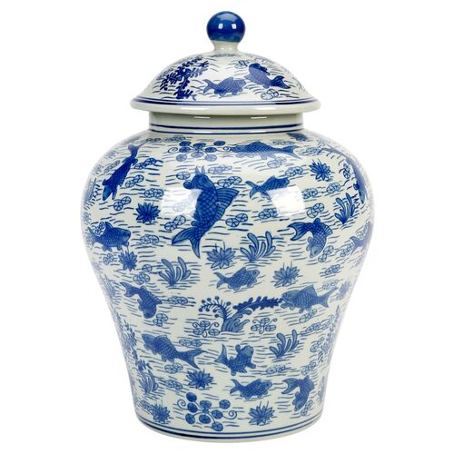 Koi Pond Large Ginger Jar 1 Koi Pond Large Ginger Jar