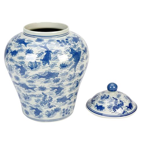 Koi Pond Large Ginger Jar 2 Koi Pond Large Ginger Jar