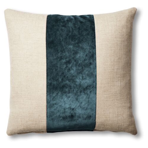 Blakely 19x19 Pillow, Natural/Teal 1 Blakely 19x19 Pillow, Natural/Teal