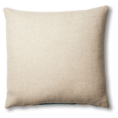 Blakely 19x19 Pillow, Natural/Teal 4 Blakely 19x19 Pillow, Natural/Teal