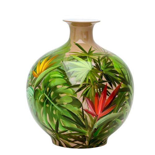 Feara Tropical Handpainted Porcelain Bottle, Green 1 Feara Tropical Handpainted Porcelain Bottle, Green