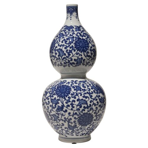 Maynard Gourd Vase, Blue/White 1 Maynard Gourd Vase, Blue/White