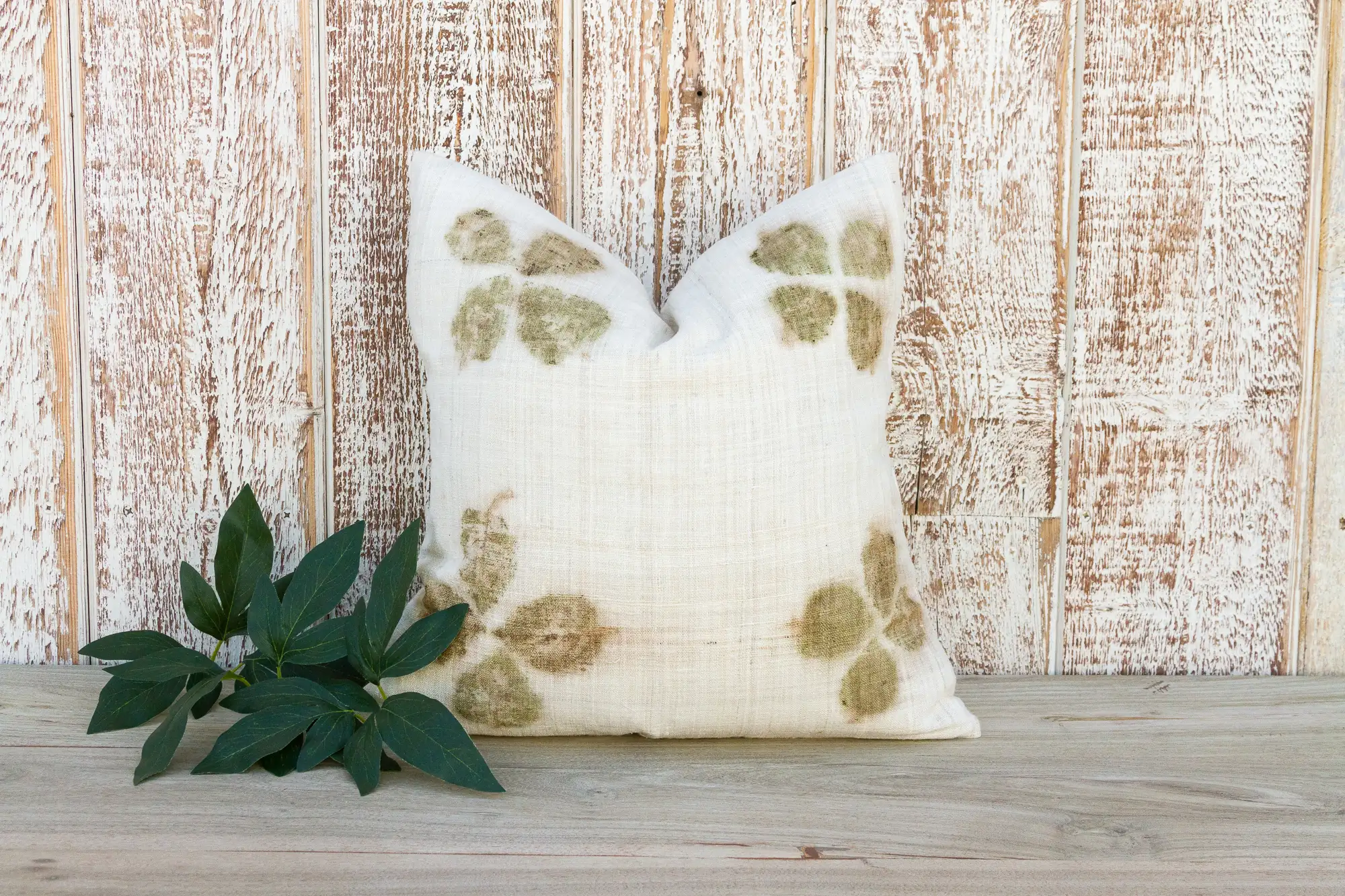 Lemla Leaf Printed Organic Silk Pillow 2 Lemla Leaf Printed Organic Silk Pillow
