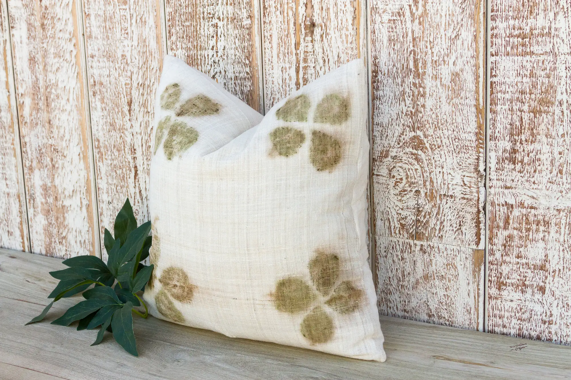 Lemla Leaf Printed Organic Silk Pillow 3 Lemla Leaf Printed Organic Silk Pillow