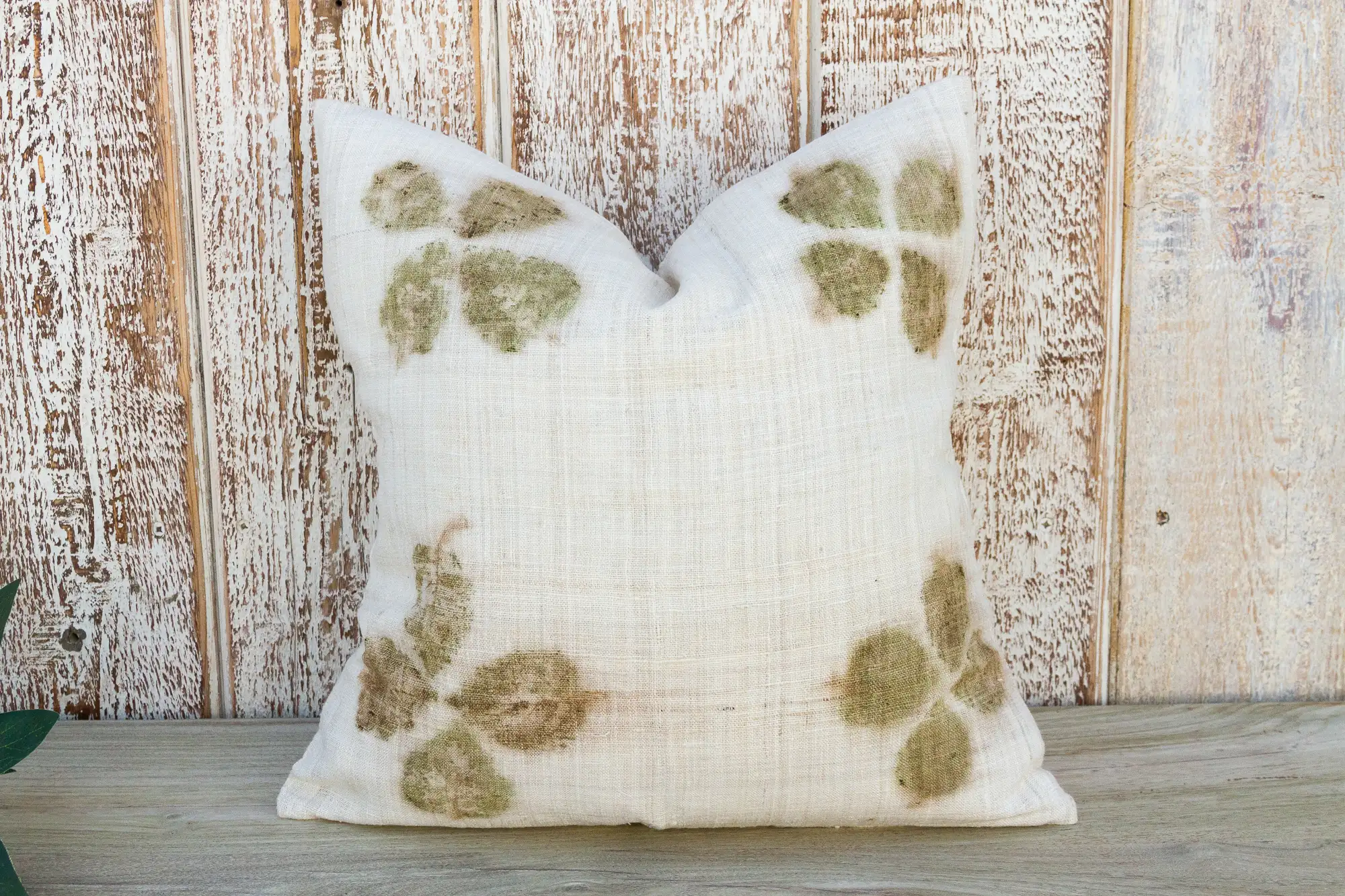 Lemla Leaf Printed Organic Silk Pillow 6 Lemla Leaf Printed Organic Silk Pillow