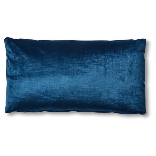 Ada Long Lumbar Pillow, Prussian Blue Velvet