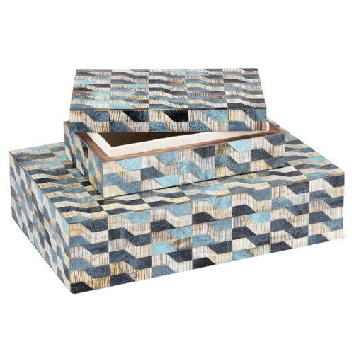 S/2 Ezra Boxes, Blue 3 S/2 Ezra Boxes, Blue