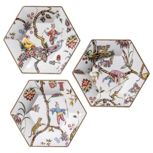 S/3 Chinoise Exotique Plates, Multicolor 1 S/3 Chinoise Exotique Plates, Multicolor
