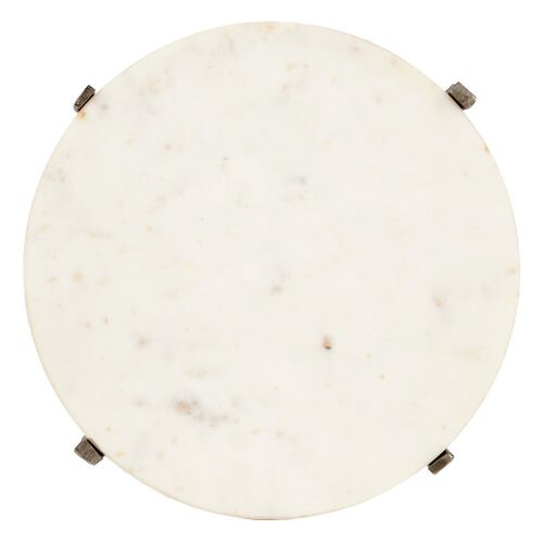 Micha Marble Accent Table, Antique Nickel/White 3 Micha Marble Accent Table, Antique Nickel/White