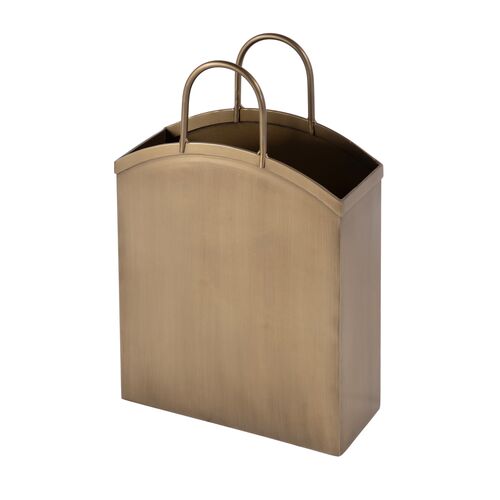 Jordan Metal Magazine Basket, Antique Gold