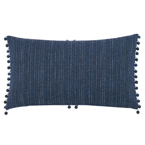 Wave Beaded Trim Lumbar Pillow, Glacier Blue 2 Wave Beaded Trim Lumbar Pillow, Glacier Blue