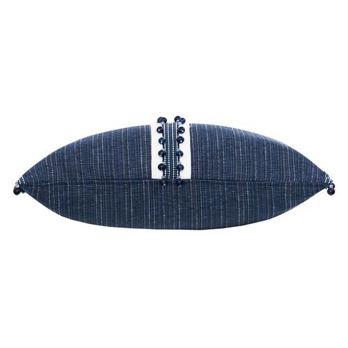 Wave Beaded Trim Lumbar Pillow, Glacier Blue 3 Wave Beaded Trim Lumbar Pillow, Glacier Blue