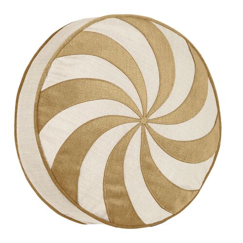 Candy Swirl Metallic Velvet Disc Pillow, Gold 1 Candy Swirl Metallic Velvet Disc Pillow, Gold
