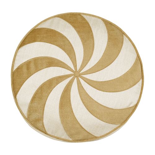 Candy Swirl Metallic Velvet Disc Pillow, Gold 2 Candy Swirl Metallic Velvet Disc Pillow, Gold