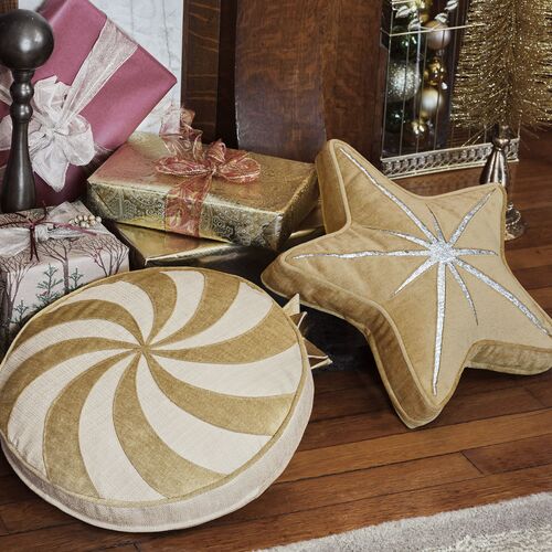 Candy Swirl Metallic Velvet Disc Pillow, Gold 5 Candy Swirl Metallic Velvet Disc Pillow, Gold