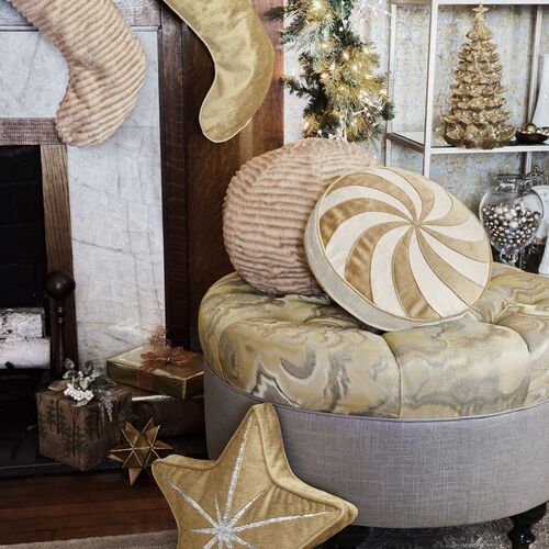 Candy Swirl Metallic Velvet Disc Pillow, Gold 6 Candy Swirl Metallic Velvet Disc Pillow, Gold