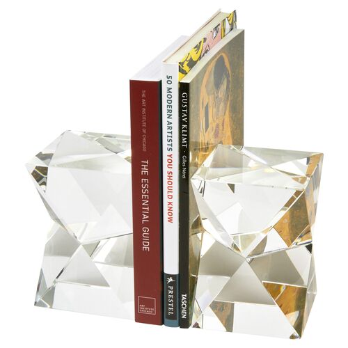 Faceted Rectangle Crystal Bookends, Clear 1 Faceted Rectangle Crystal Bookends, Clear