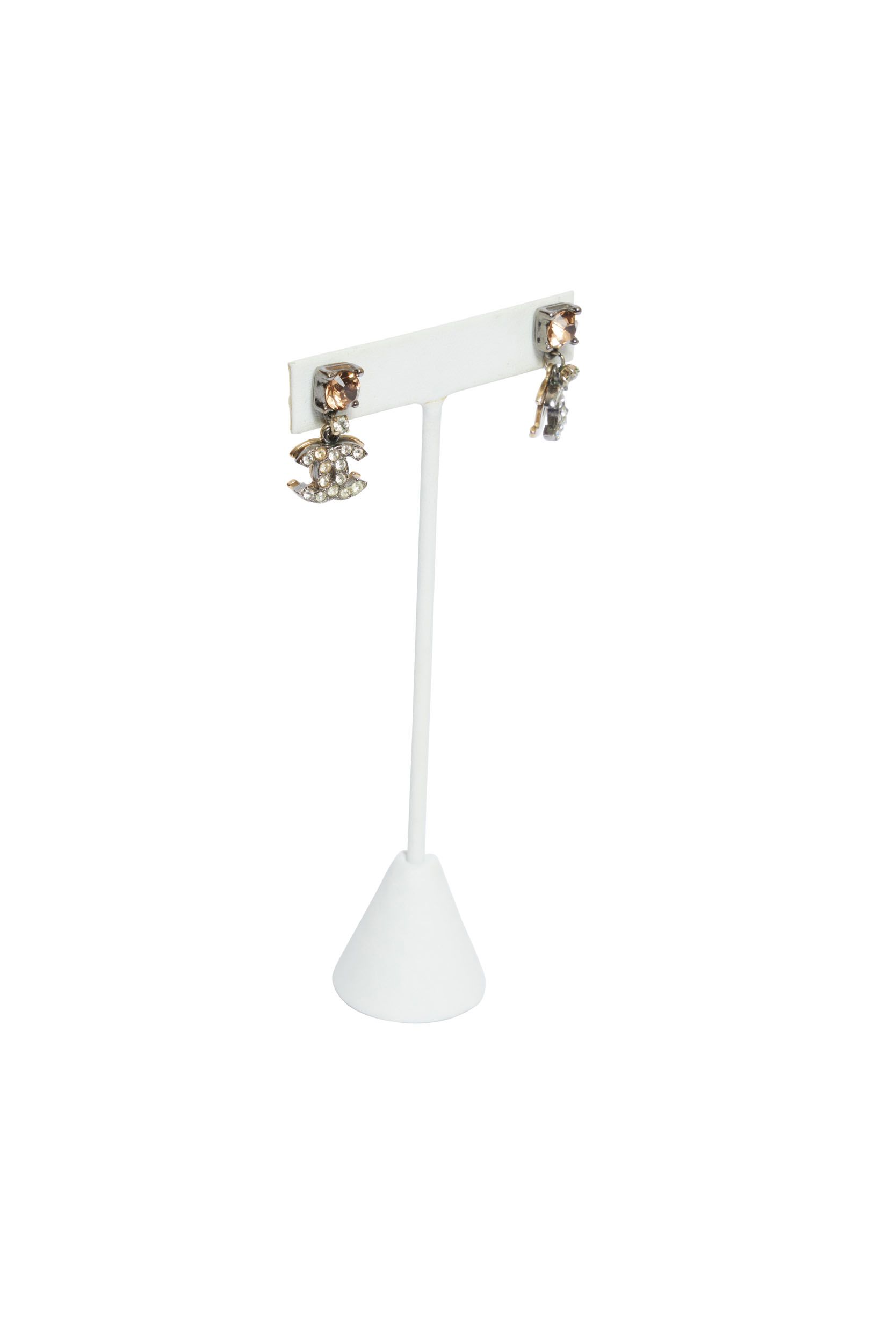 Chanel Amber Glass/CC Crystal Earrings 2 Chanel Amber Glass/CC Crystal Earrings