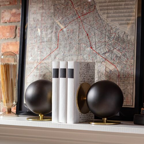 Grant Bookends, Blackened Brass 2 Grant Bookends, Blackened Brass
