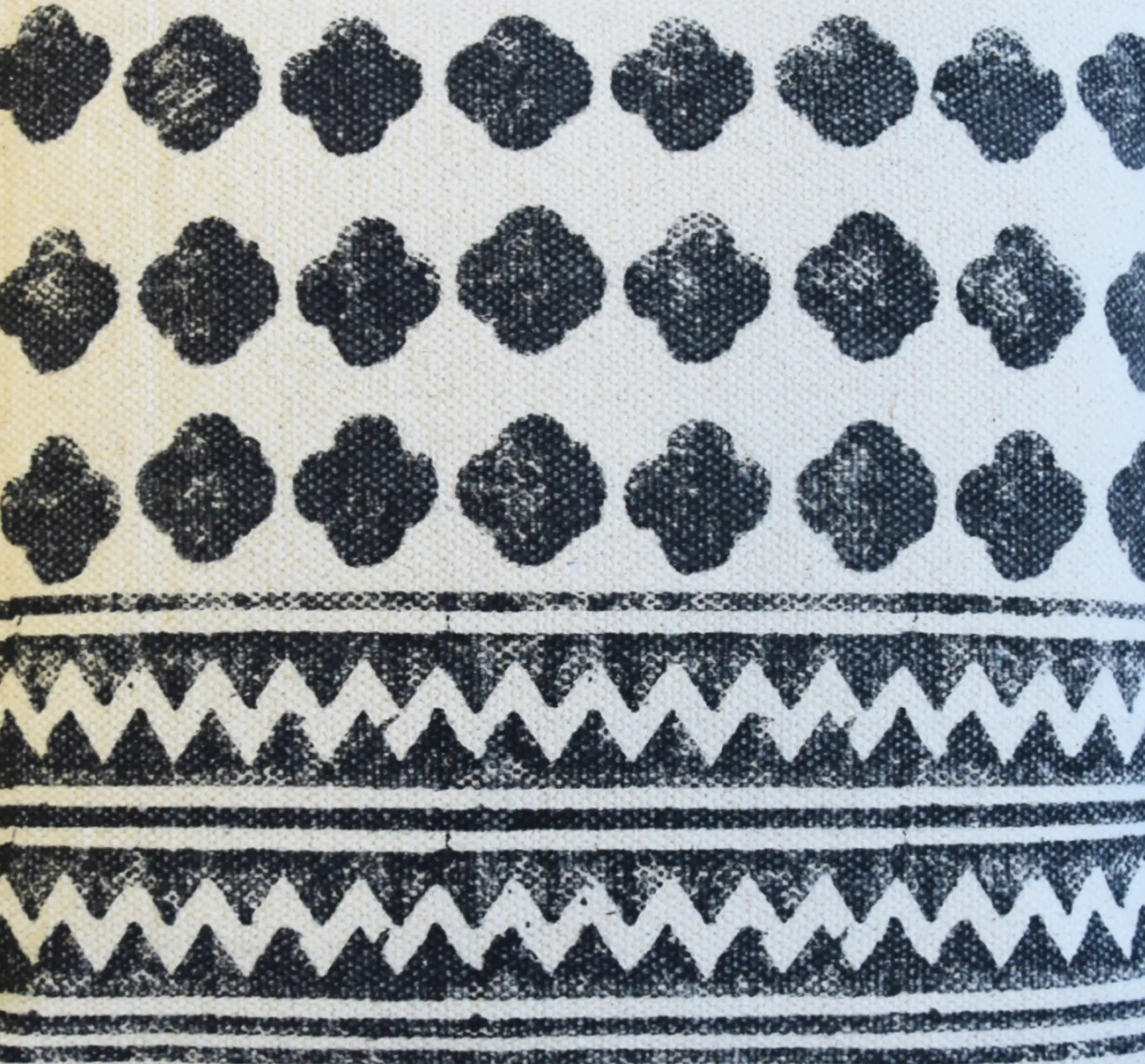 Hand-Printed Black/White Cotton Pillow 5 Hand-Printed Black/White Cotton Pillow