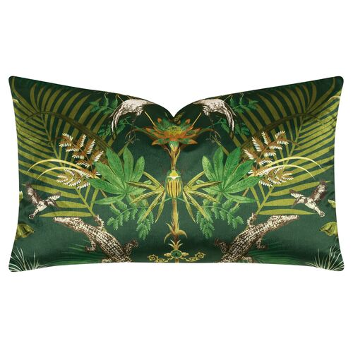 Juniper 13x22 Lush Paradise Lumbar Pillow, Green 1 Juniper 13x22 Lush Paradise Lumbar Pillow, Green