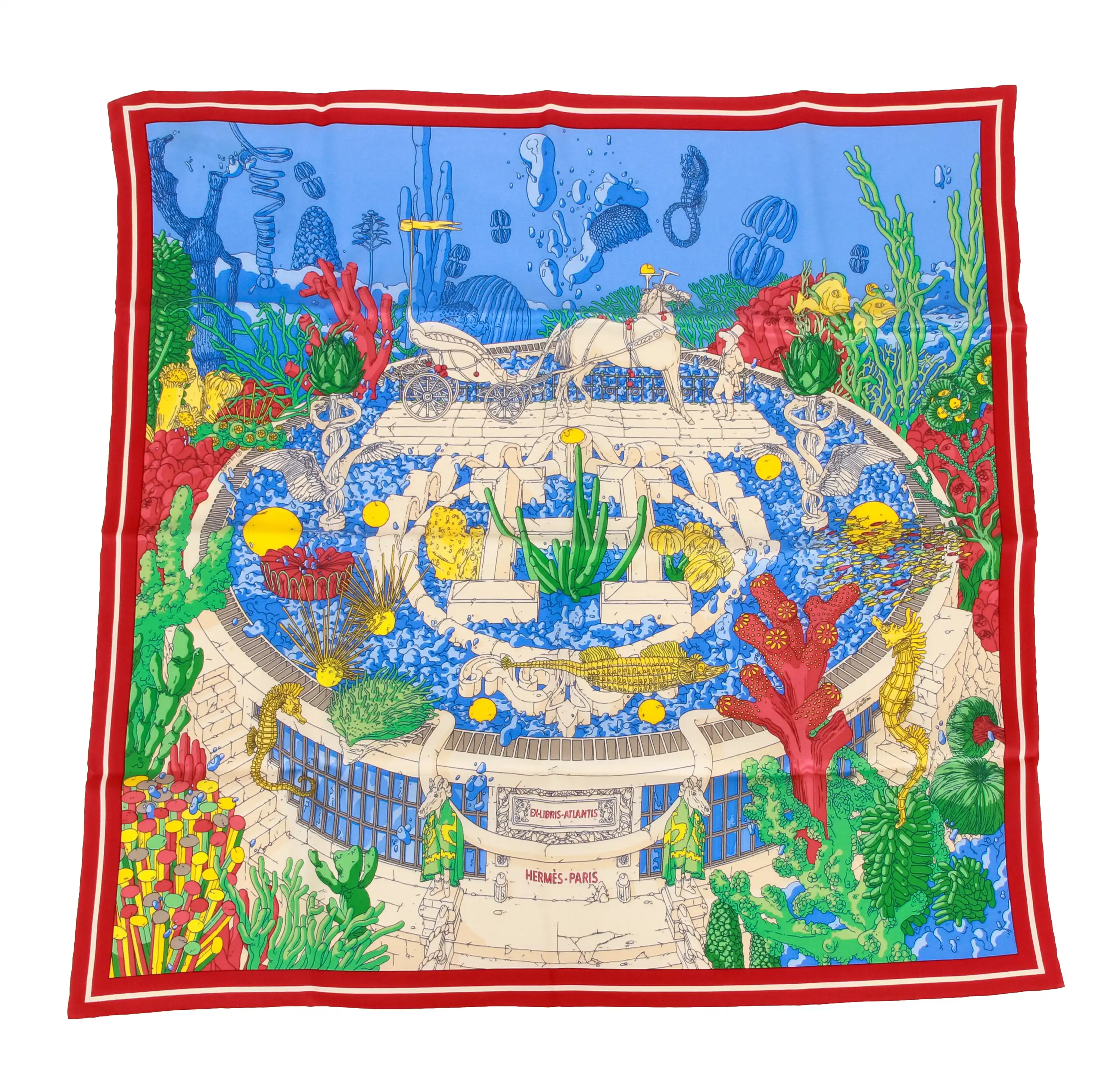 Hermes NIB Ex Libris Atlantis Scarf MD 1 Hermes NIB Ex Libris Atlantis Scarf MD