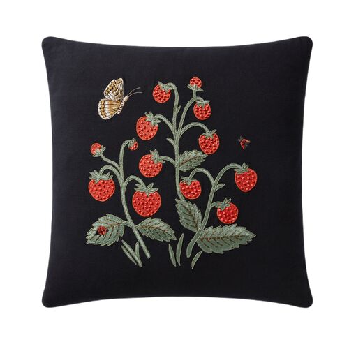 Strawberries Pillow, Black 1 Strawberries Pillow, Black
