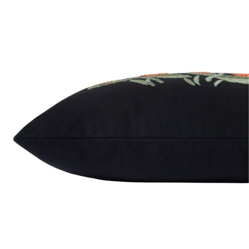 Strawberries Pillow, Black 3 Strawberries Pillow, Black