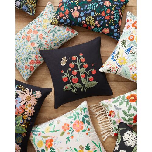 Strawberries Pillow, Black 4 Strawberries Pillow, Black
