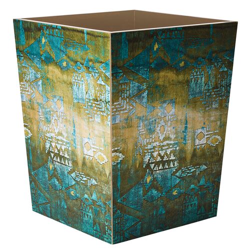 Mirage Waste Basket, Green & Multi