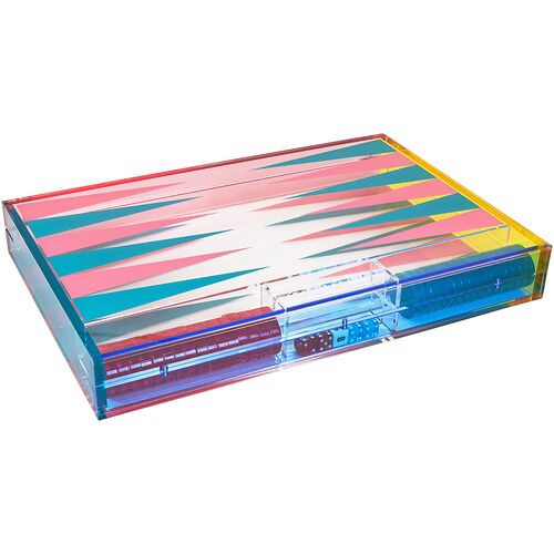 Lucite Backgammon Set, Pink