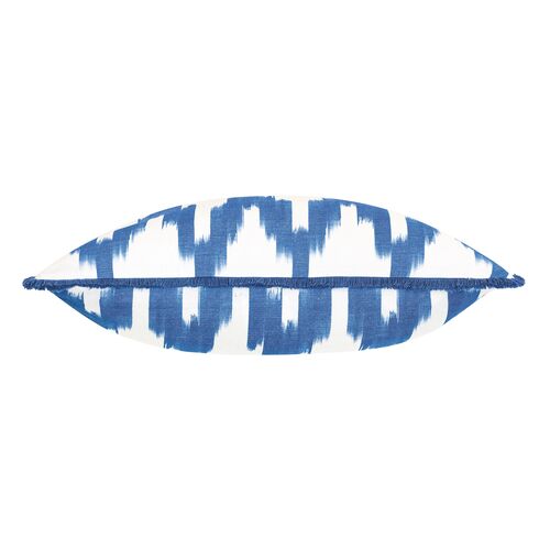 Marina Ikat Pillow, White/Blue 2 Marina Ikat Pillow, White/Blue
