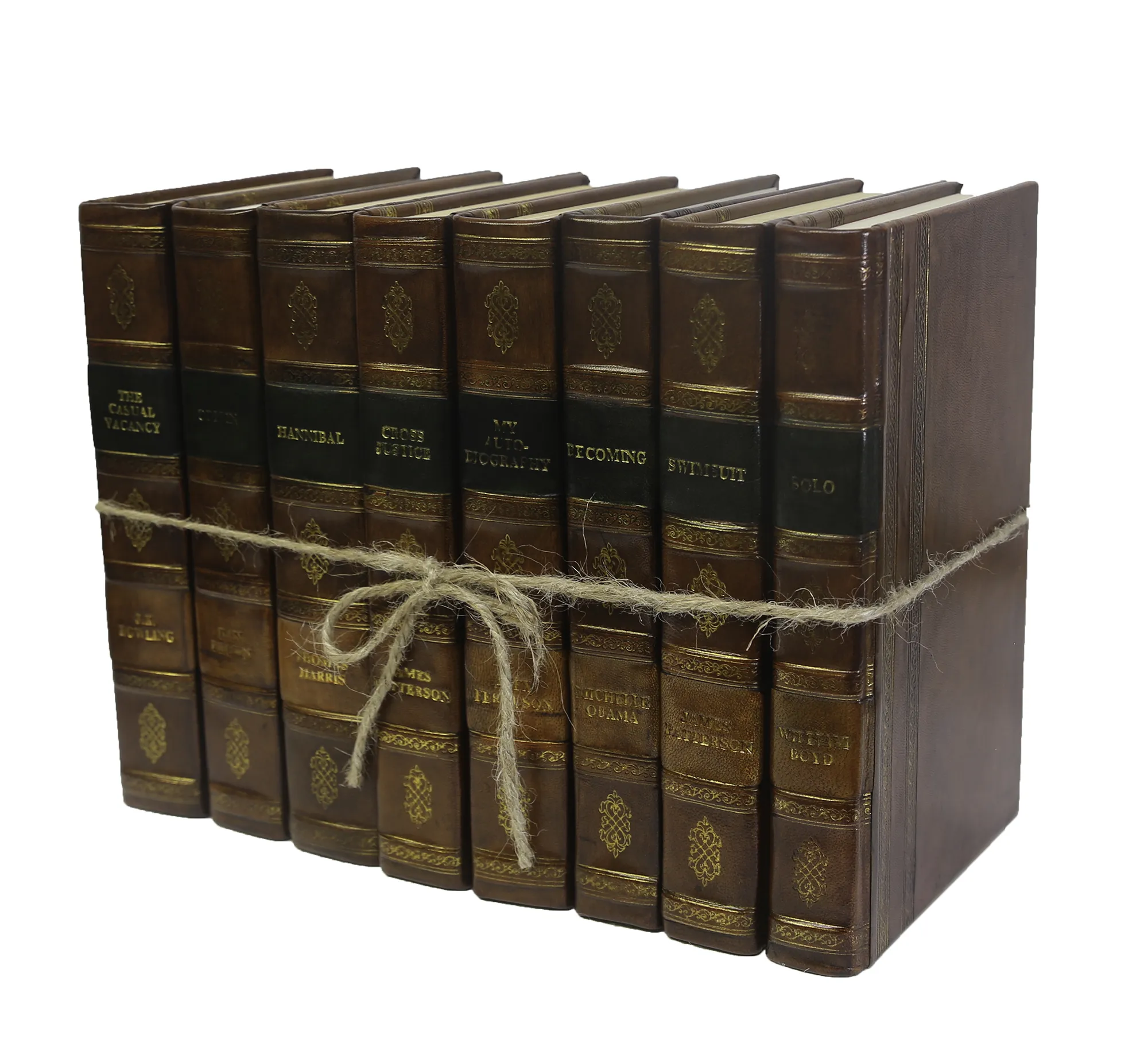 Decorative 1-Foot Leather Book Bundle, Amber 1 Decorative 1-Foot Leather Book Bundle, Amber