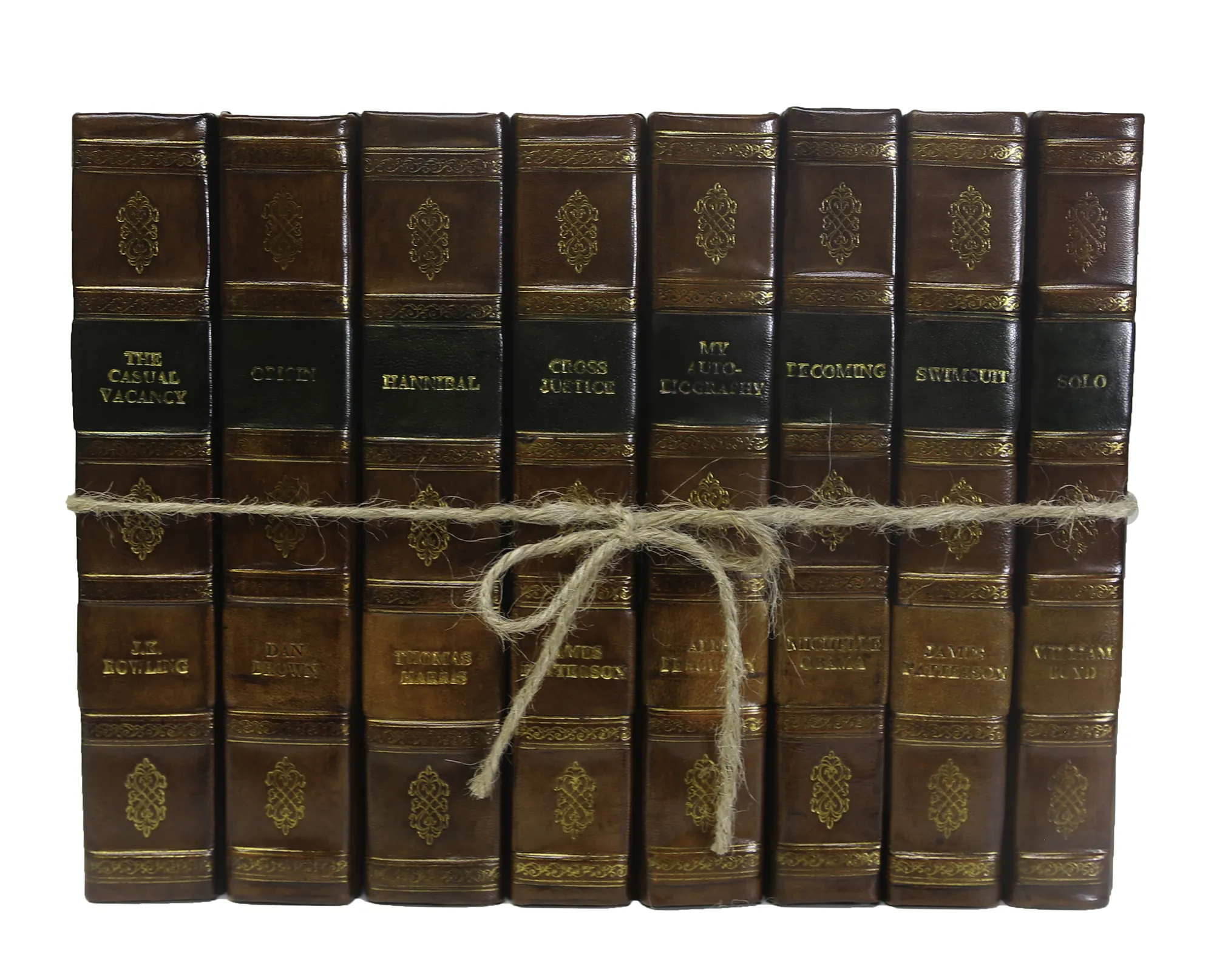 Decorative 1-Foot Leather Book Bundle, Amber 2 Decorative 1-Foot Leather Book Bundle, Amber