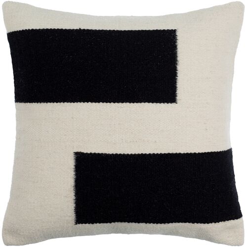 Samuel Wool Stripe Pillow, Ivory/Black 2 Samuel Wool Stripe Pillow, Ivory/Black