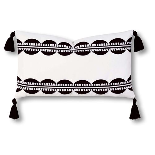 Ann 13x22 Outdoor Lumbar Pillow, Black/White