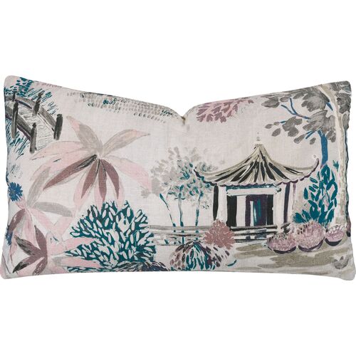 Jing 13x22 Chinoiserie Lumbar Pillow, Pink 1 Jing 13x22 Chinoiserie Lumbar Pillow, Pink
